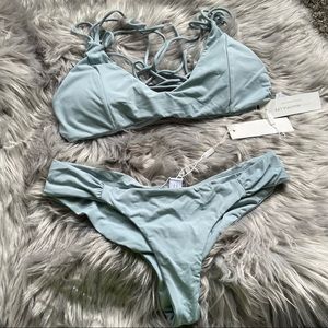 Light Blue Strappy Bikini Set - Women's Swimwear